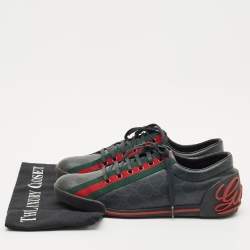 Gucci Black GG Supreme Canvas Classic Web Script Low Top Sneakers Size 39