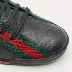 Gucci Black GG Supreme Canvas Classic Web Script Low Top Sneakers Size 39
