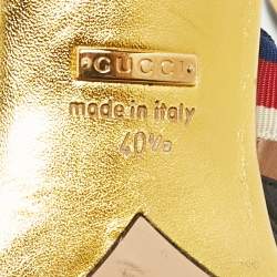 Pre Owned Gucci Black Leather Web Pointed Toe Bamboo Heel Mules Size 40.5