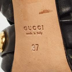 Gucci Black Leather Babouska Studded Criss Cross Open Toe Sandals Size 37