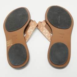Gucci Metallic Beige Microguccissima Leather Thong Flats Size 39.5