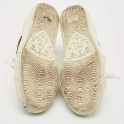 Gucci White Leather Embroidered Bee Ace Low Top Sneakers Size 37.5