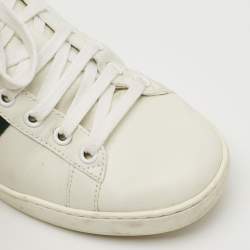 Gucci White Leather Embroidered Bee Ace Low Top Sneakers Size 37.5