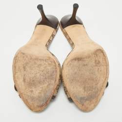 Gucci Beige GG Canvas and Leather Horsebit Mule Sandals Size 39