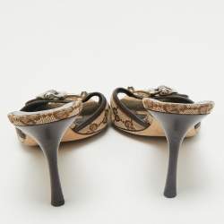 Gucci Beige GG Canvas and Leather Horsebit Mule Sandals Size 39