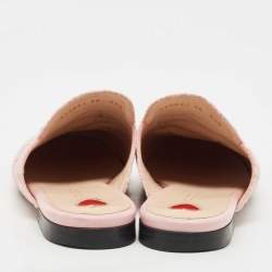 Gucci Pink Lace Princetown Flat Mules Size 38