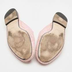 Gucci Pink Lace Princetown Flat Mules Size 38