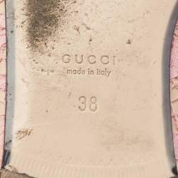 Gucci Pink Lace Princetown Flat Mules Size 38