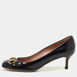 Gucci Black Guccissima Patent Horsebit Hollywood Pumps Size 39