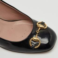 Gucci Black Guccissima Patent Horsebit Hollywood Pumps Size 39