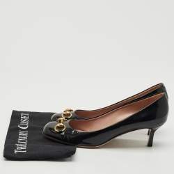 Gucci Black Guccissima Patent Horsebit Hollywood Pumps Size 39