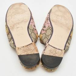 Gucci Beige Tiger Print GG Supreme Canvas Princetown Mules Size 39