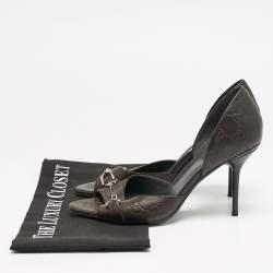 Gucci Brown Guccissima Leather Horsebit D'orsay Peep Toe Pumps Size 37