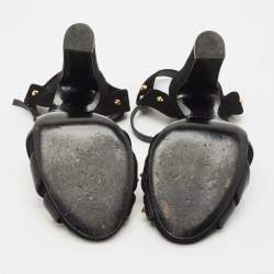 Gucci Black Suede and Leather Studded Ankle Strap Sandals Size 38
