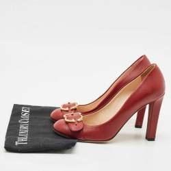 Gucci Red Leather GG Buckle Pumps Size 38.5