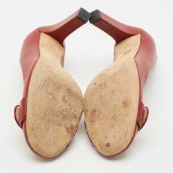 Gucci Red Leather GG Buckle Pumps Size 38.5