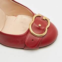Gucci Red Leather GG Buckle Pumps Size 38.5