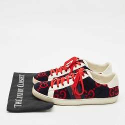 Gucci Tricolor GG Terry Fabric and Leather Ace Sneakers Size 38