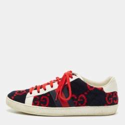 Gucci Tricolor GG Terry Fabric and Leather Ace Sneakers Size 38