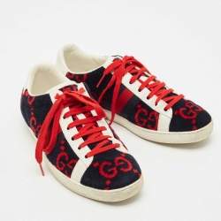 Gucci Tricolor GG Terry Fabric and Leather Ace Sneakers Size 38