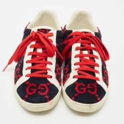 Gucci Tricolor GG Terry Fabric and Leather Ace Sneakers Size 38