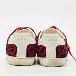 Gucci Tricolor GG Terry Fabric and Leather Ace Sneakers Size 38