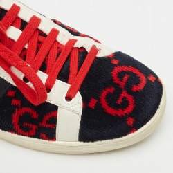 Gucci Tricolor GG Terry Fabric and Leather Ace Sneakers Size 38