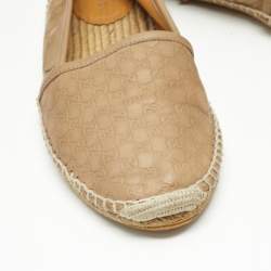 Gucci Beige Leather Slip On  Espadrille Flats Size 37