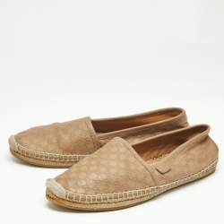 Gucci Beige Leather Slip On  Espadrille Flats Size 37