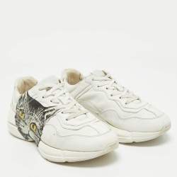 Gucci White Leather Mystic Cat Rhyton Low Top Sneakers Size 39.5