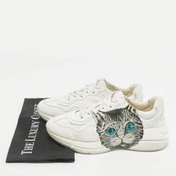 Gucci White Leather Mystic Cat Rhyton Low Top Sneakers Size 39.5