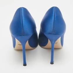 Gucci Blue Satin Embellished Dionysus Pumps Size 37.5
