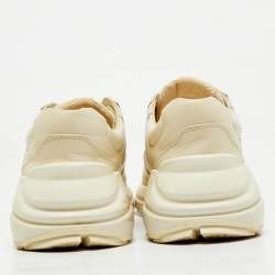 Gucci Cream Leather Vintage Logo Rhyton Sneakers Size 36.5