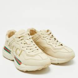 Gucci Cream Leather Vintage Logo Rhyton Sneakers Size 36.5