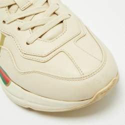 Gucci Cream Leather Vintage Logo Rhyton Sneakers Size 36.5