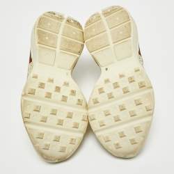 Gucci Cream Leather Rhyton Gucci Logo Low Top Sneakers Size 35