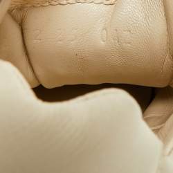 Gucci Cream Leather Rhyton Gucci Logo Low Top Sneakers Size 35