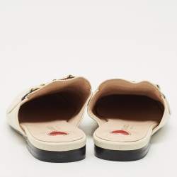Gucci Cream Leather Princetown Horsebit Mule Sandals Size 38