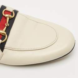 Gucci Cream Leather Princetown Horsebit Mule Sandals Size 38