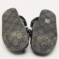 Gucci Black Leather Marmont Double G Flat Sandals Size 37.5