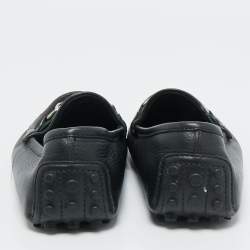Pre Owned Gucci Black Leather Horsebit Web Loafers Size 35