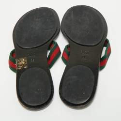 Gucci Black Leather GG Marmont Thong Flats Size 36