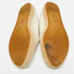 Gucci Cream GG Leather Slip On Espadrille Flats Size 38.5