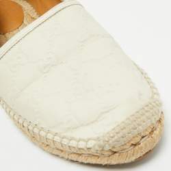 Gucci Cream GG Leather Slip On Espadrille Flats Size 38.5