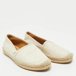 Gucci Cream GG Leather Slip On Espadrille Flats Size 38.5