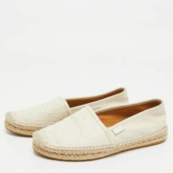 Gucci Cream GG Leather Slip On Espadrille Flats Size 38.5
