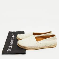 Gucci Cream GG Leather Slip On Espadrille Flats Size 38.5
