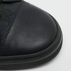 Gucci Black GG  Canvas and Leather Web Lace Up Sneakers Size 36.5