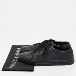 Gucci Black GG  Canvas and Leather Web Lace Up Sneakers Size 36.5