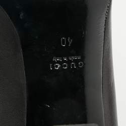 Pre Owned Gucci Black Leather Buckle Round Toe Pumps Size 40